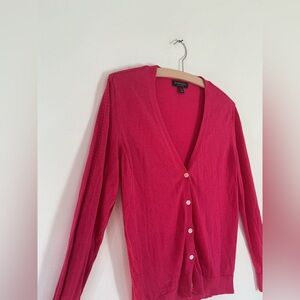 Banana Republic lightweight silk cashmere blend hot pink cardigan sweater size M